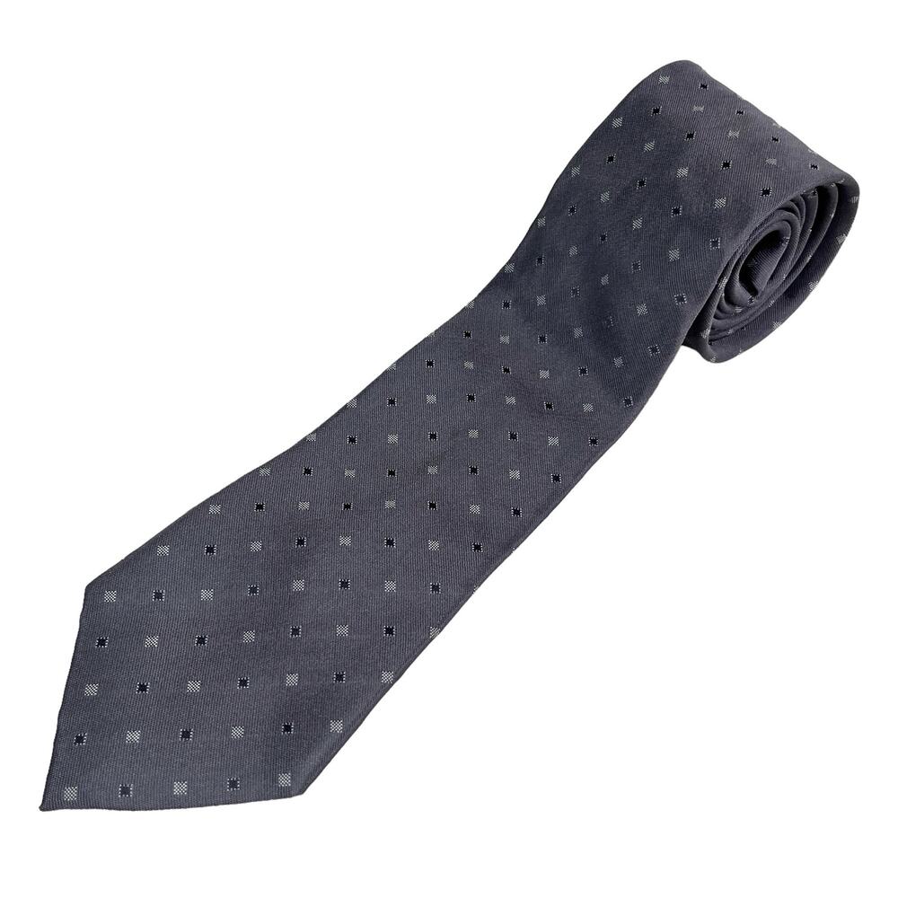 Kenneth Cole Silk Tie Charcoal Gray Diamonds New